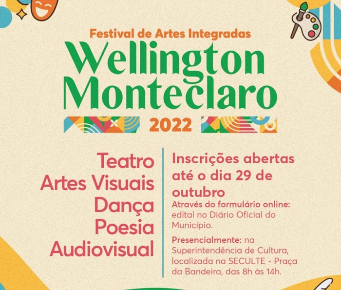 Festival de Artes Integradas Wellington Monteclaro tem nova data e inscrições estão abertas até 29 de outubro em Juazeiro