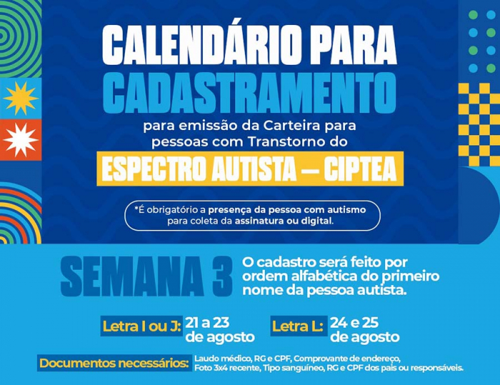 Prefeitura de Juazeiro divulga cronograma do cadastramento para emissão da Carteira de Identificação para autistas